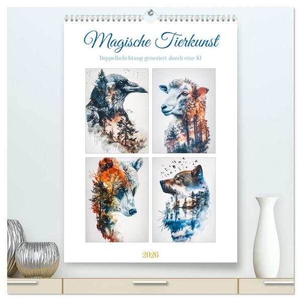 Magische Tierkunst (hochwertiger Premium Wandkalender 2026 DIN A2 hoch) Kunstdruck in Hochglanz