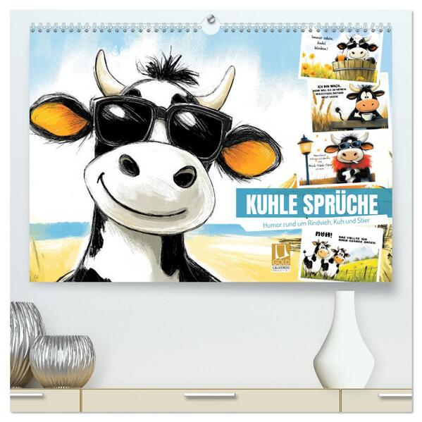 Kuhle Sprüche (hochwertiger Premium Wandkalender 2026 DIN A2 quer) Kunstdruck in Hochglanz