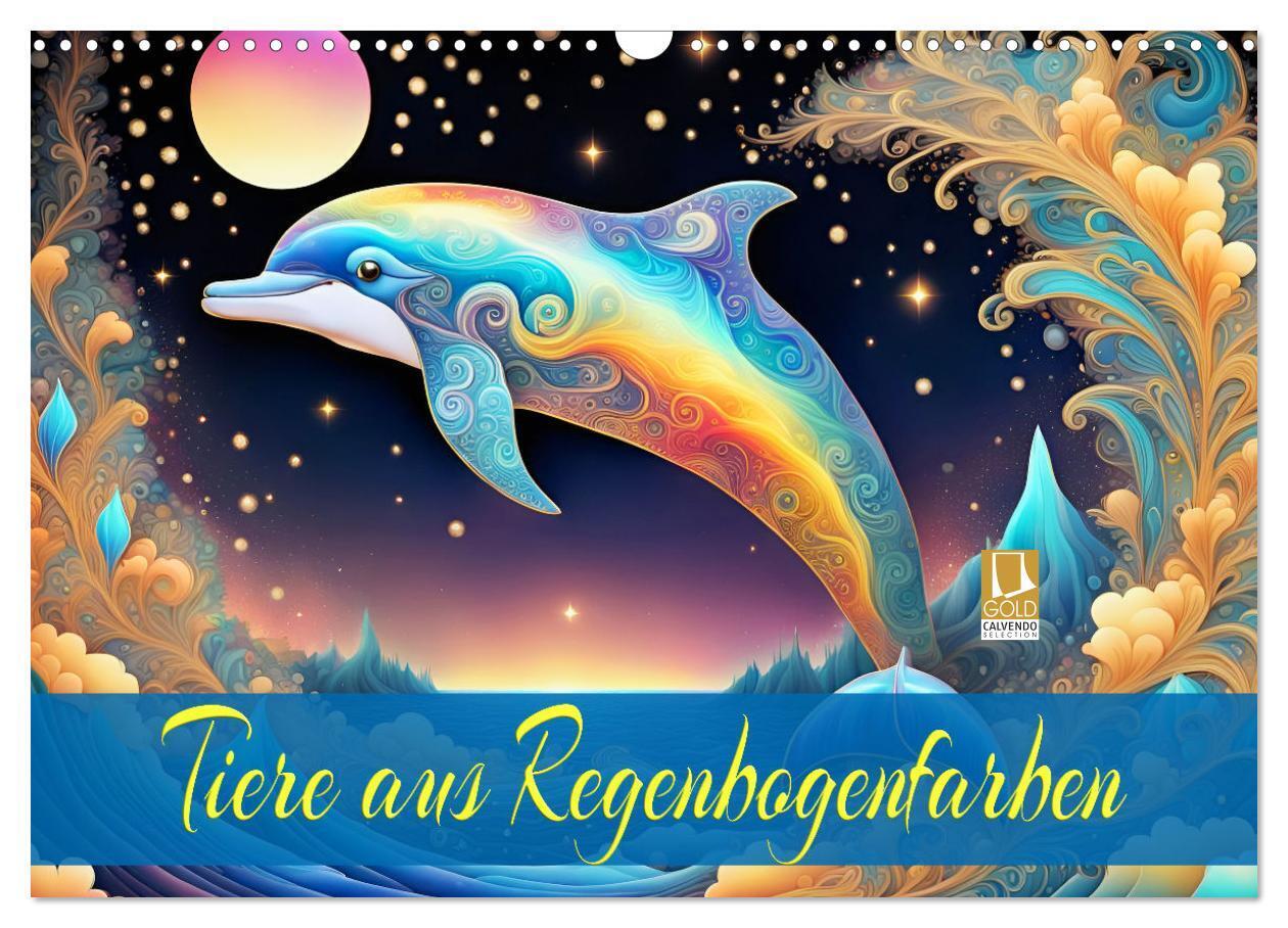 Tiere aus Regenbogenfarben (Wandkalender 2026 DIN A3 quer) CALVENDO Monatskalender