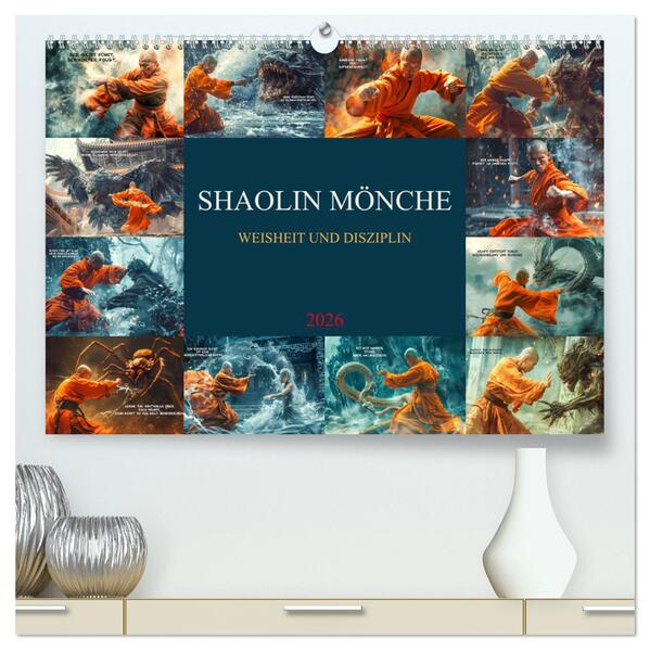 Shaolin Mönche - Weisheit und Disziplin (hochwertiger Premium Wandkalender 2026 DIN A2 quer) Kunstdruck in Hochglanz
