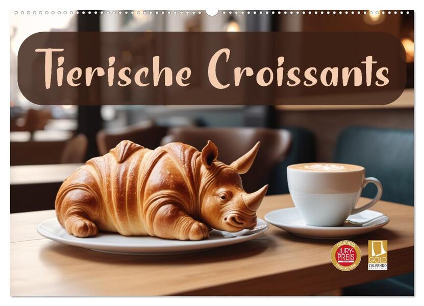 Tierische Croissants (Wandkalender 2026 DIN A2 quer) CALVENDO Monatskalender
