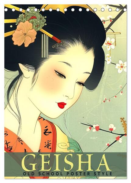 Geisha - Old School Poster Style (Tischkalender 2026 DIN A5 hoch) CALVENDO Monatskalender