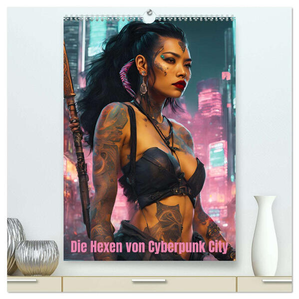 Die Hexen von Cyberpunk City (hochwertiger Premium Wandkalender 2026 DIN A2 hoch) Kunstdruck in Hochglanz