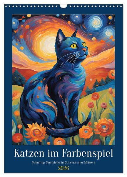 Katzen im Farbenspiel (Wandkalender 2026 DIN A3 hoch) CALVENDO Monatskalender