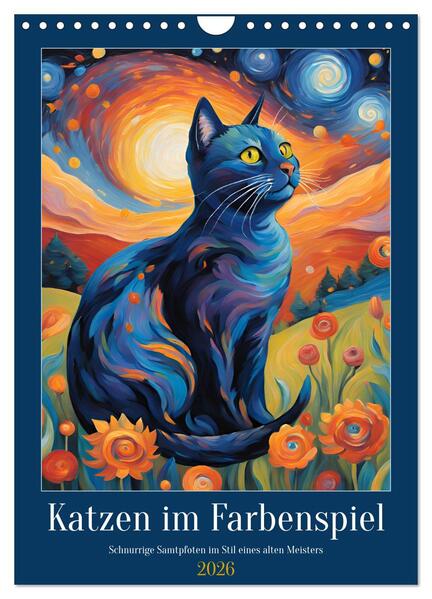 Katzen im Farbenspiel (Wandkalender 2026 DIN A4 hoch) CALVENDO Monatskalender