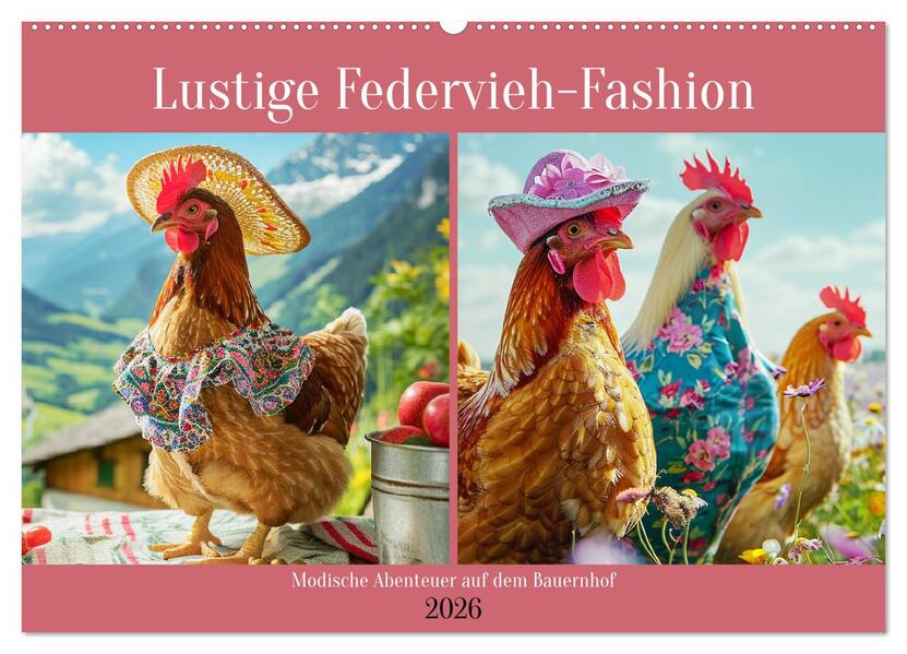 Lustige Federvieh-Fashion. Modische Abenteuer auf dem Bauernhof (Wandkalender 2026 DIN A2 quer) CALVENDO Monatskalender