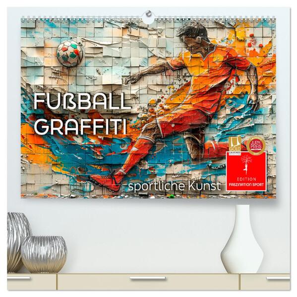 Fußball Graffiti - sportliche Kunst (hochwertiger Premium Wandkalender 2026 DIN A2 quer) Kunstdruck in Hochglanz