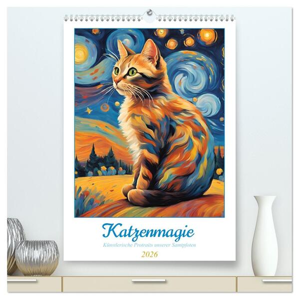 Katzenmagie (hochwertiger Premium Wandkalender 2026 DIN A2 hoch) Kunstdruck in Hochglanz