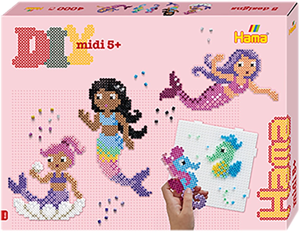 Hama 3161 - Bügelperlen Geschenkpackung Meerjungfrauen 2500 Midi-Perlen und Zubehör