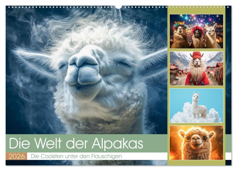 Die Welt der Alpakas (Wandkalender 2026 DIN A2 quer) CALVENDO Monatskalender