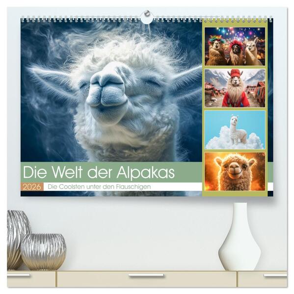 Die Welt der Alpakas (hochwertiger Premium Wandkalender 2026 DIN A2 quer) Kunstdruck in Hochglanz