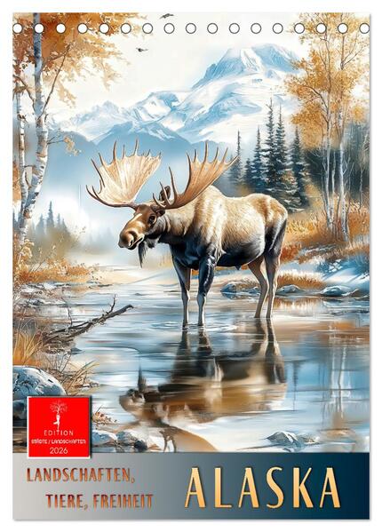 Alaska - Landschaften Tiere Freiheit (Tischkalender 2026 DIN A5 hoch) CALVENDO Monatskalender