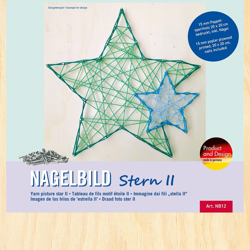 PEBARO NB12 - Nagelbild Stern II Fadenbild 20x20cm Bastelset