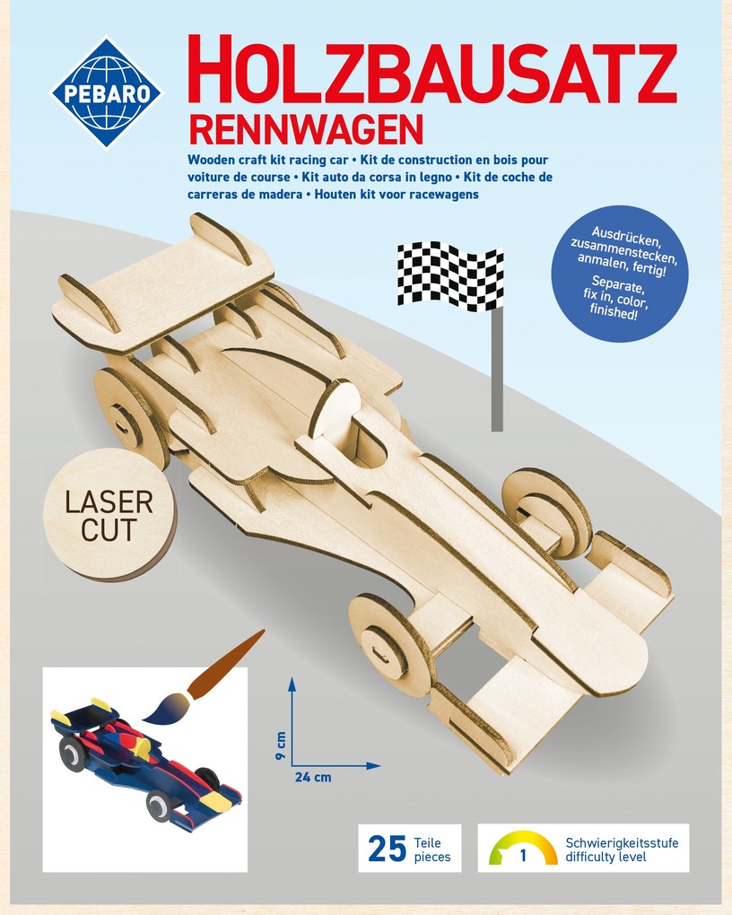 PEBARO 850/11L - Holzbausatz Rennwagen Laser cut Bastelset