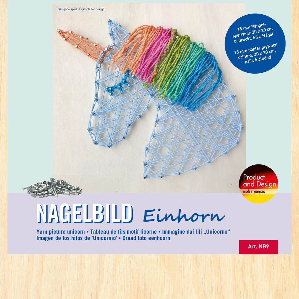 PEBARO NB9 - Nagelbild Einhorn 20x20cm Bastelset