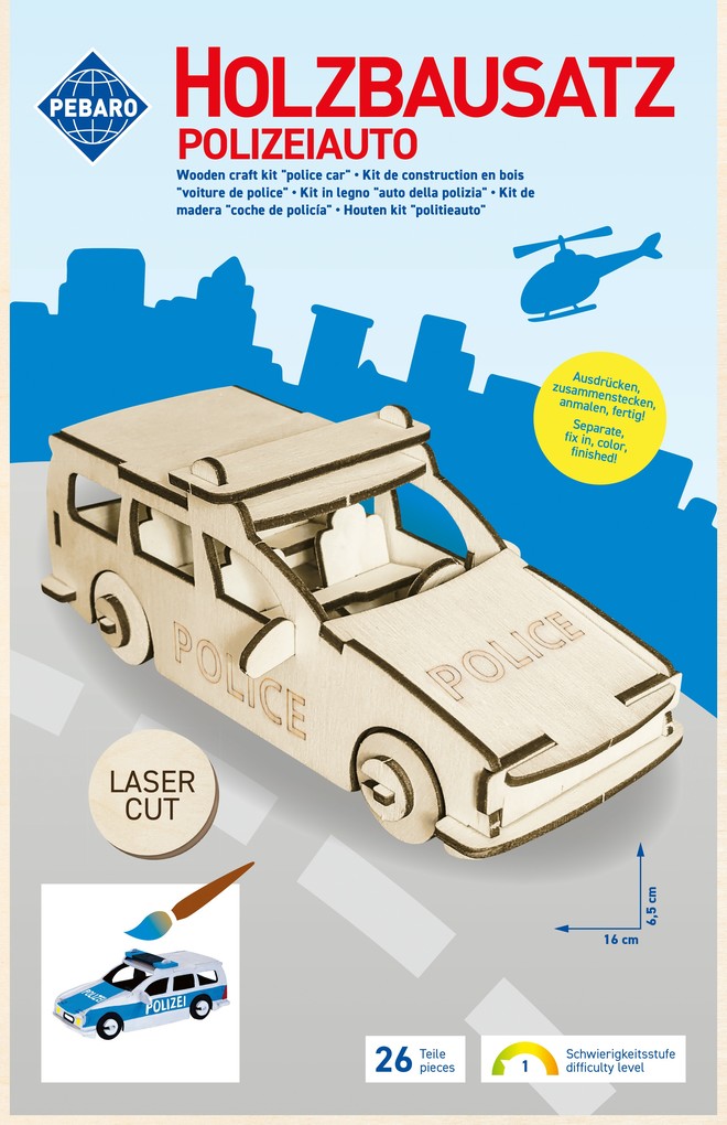 PEBARO 851/3L - Holzbausatz Polizeiauto Laser cut Bastelset
