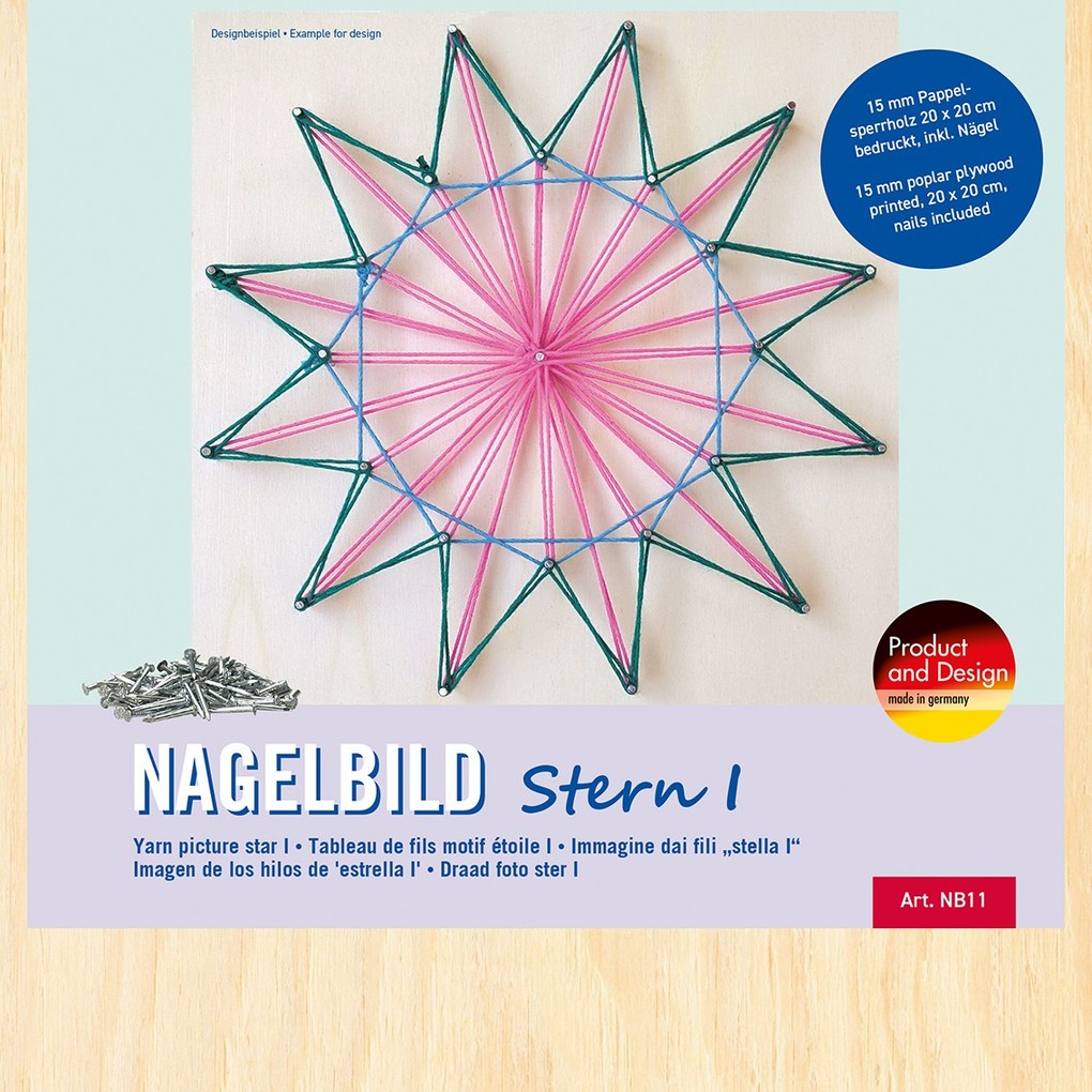 PEBARO NB11 - Nagelbild Stern I Fadenbild 20x20cm Bastelset