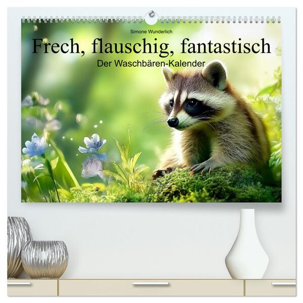 Frech flauschig fantastisch - Der Waschbären-Kalender (hochwertiger Premium Wandkalender 2026 DIN A2 quer) Kunstdruck in Hochglanz