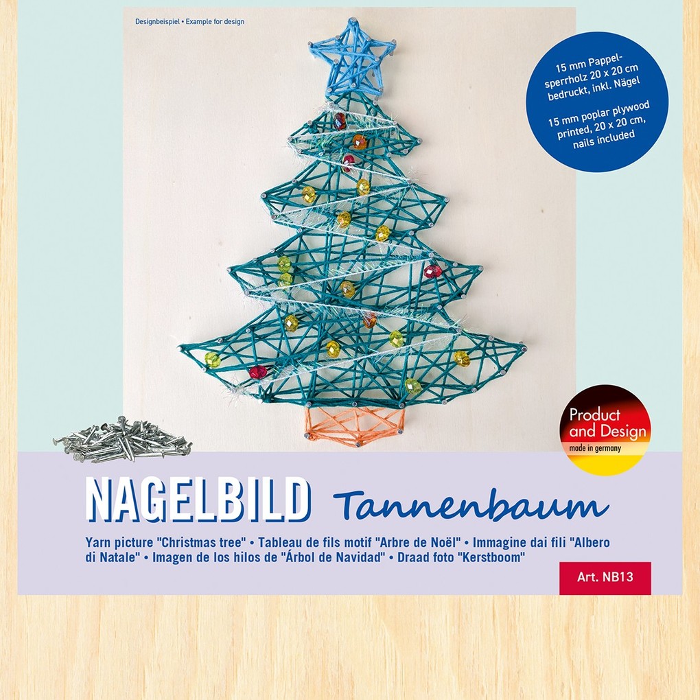 PEBARO NB13 - Nagelbild Tannenbaum Fadenbild 20x20cm Bastelset