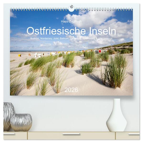 Ostfriesische Inseln - Borkum Norderney Juist Baltrum Langeoog Spiekeroog Wangerooge (hochwertiger Premium Wandkalender 2026 DIN A2 quer) Kunstdruck in Hochglanz