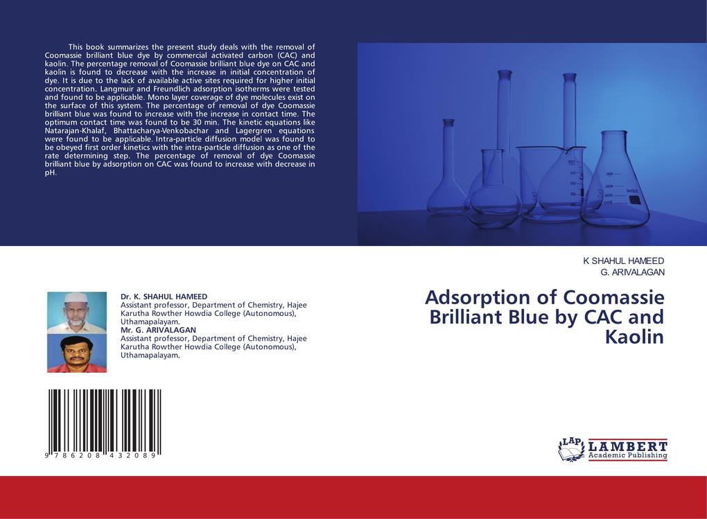 Adsorption of Coomassie Brilliant Blue by CAC and Kaolin