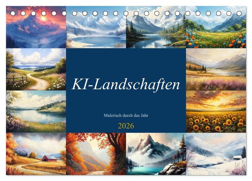 KI-Landschaften - Malerisch durch das Jahr (Tischkalender 2026 DIN A5 quer) CALVENDO Monatskalender