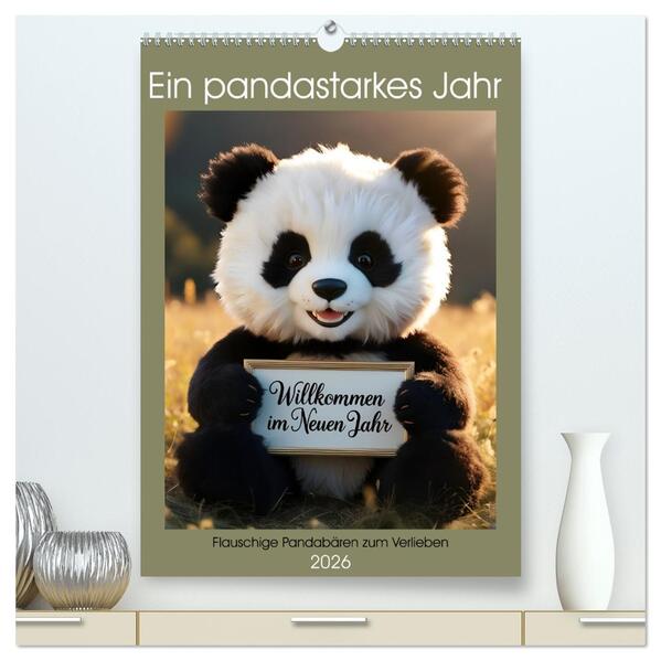 Ein pandastarkes Jahr - Flauschige Pandabären zum Verlieben (hochwertiger Premium Wandkalender 2026 DIN A2 hoch) Kunstdruck in Hochglanz