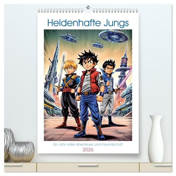 Heldenhafte Jungs - Ein Jahr voller Abenteuer und Freundschaft (hochwertiger Premium Wandkalender 2026 DIN A2 hoch) Kunstdruck in Hochglanz