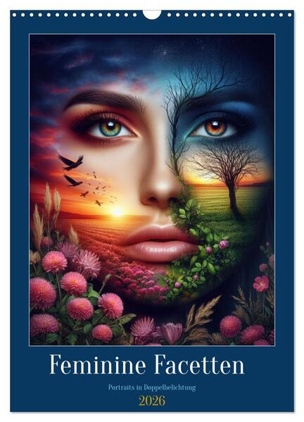 Feminine Facetten - Portraits in Doppelbelichtung (Wandkalender 2026 DIN A3 hoch) CALVENDO Monatskalender