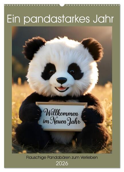 Ein pandastarkes Jahr - Flauschige Pandabären zum Verlieben (Wandkalender 2026 DIN A2 hoch) CALVENDO Monatskalender