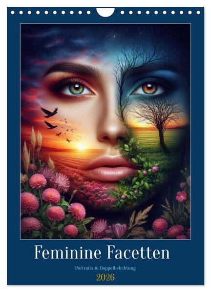 Feminine Facetten - Portraits in Doppelbelichtung (Wandkalender 2026 DIN A4 hoch) CALVENDO Monatskalender