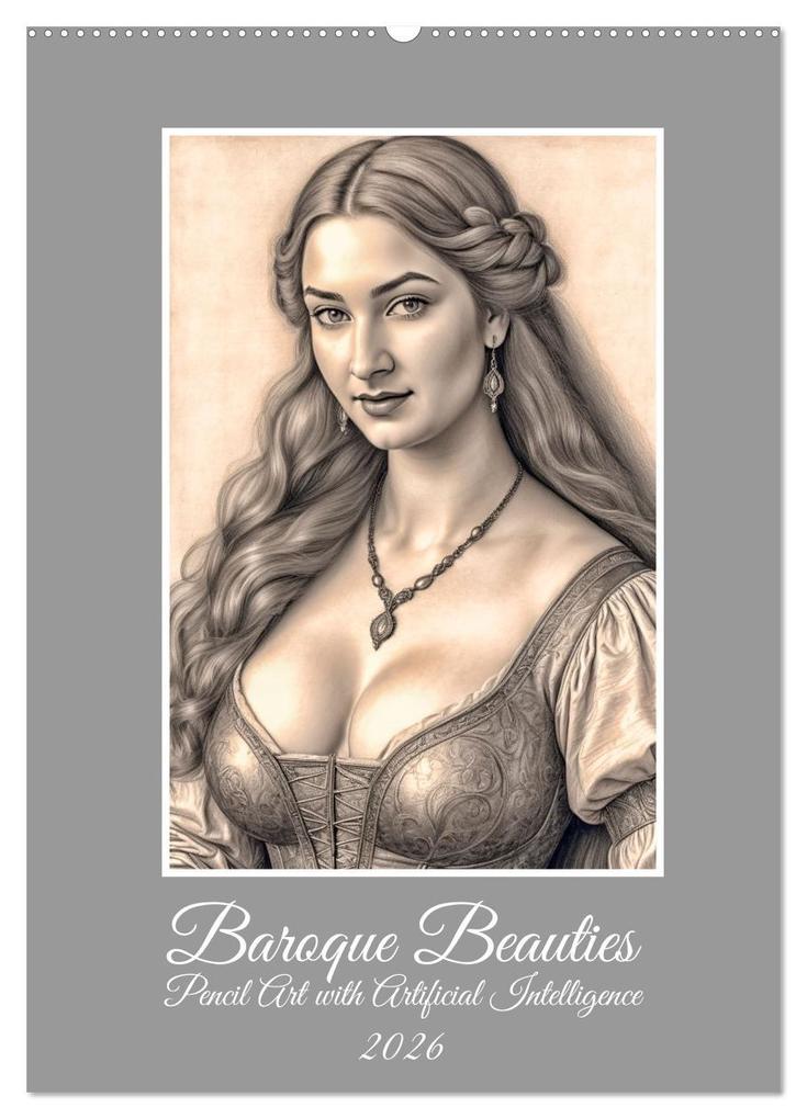 Baroque Beauties Pencil Art with Artificial Intelligence (Wall Calendar 2026 DIN A2 portrait) CALVENDO 12 Month Wall Calendar