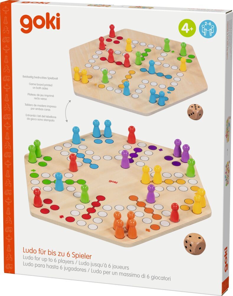 Ludo für bis zu 6 Spieler beidseitig bedruckt