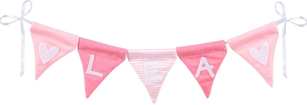 Buchstabenwimpelkette rosa mit 10 Wimpeln
