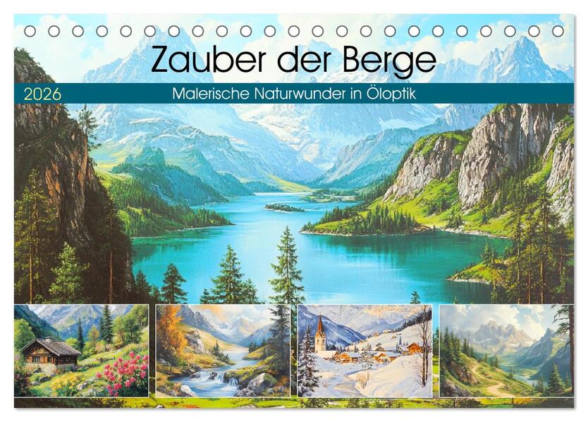 Zauber der Berge. Malerische Naturwunder in Öloptik (Tischkalender 2026 DIN A5 quer) CALVENDO Monatskalender