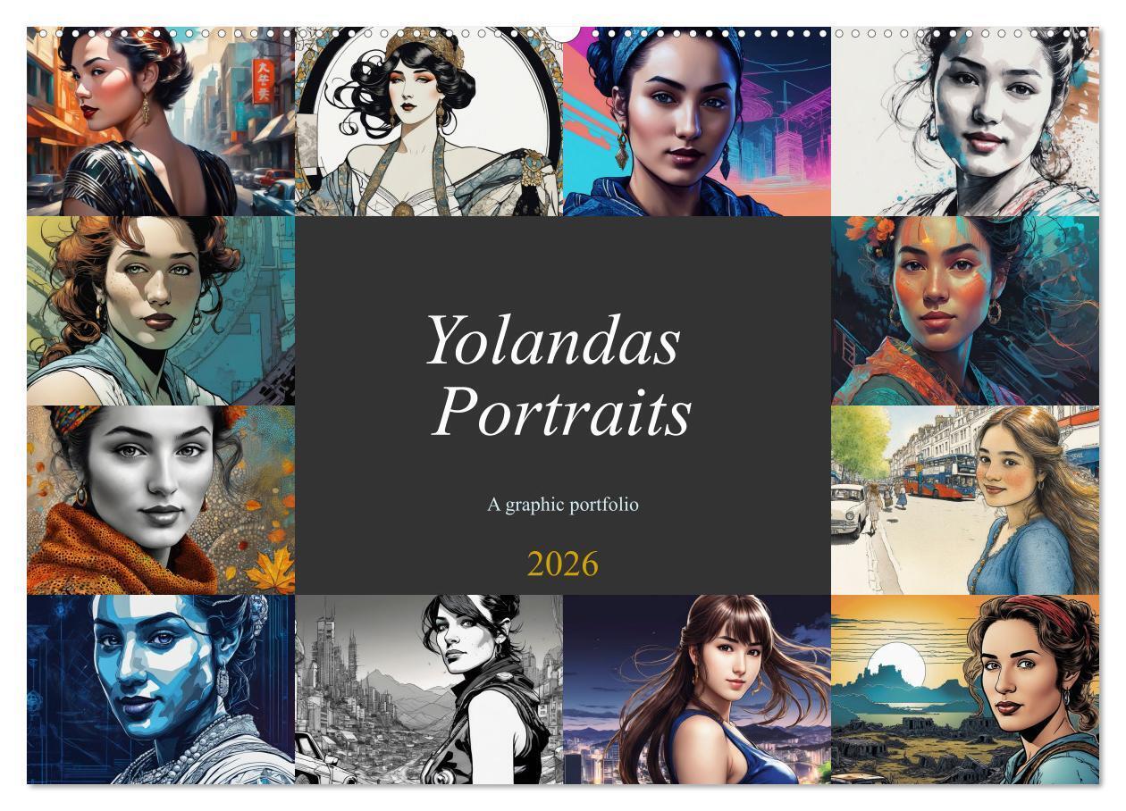 Yolanda's portraits a graphic portfolio (Wall Calendar 2026 DIN A2 landscape) CALVENDO 12 Month Wall Calendar