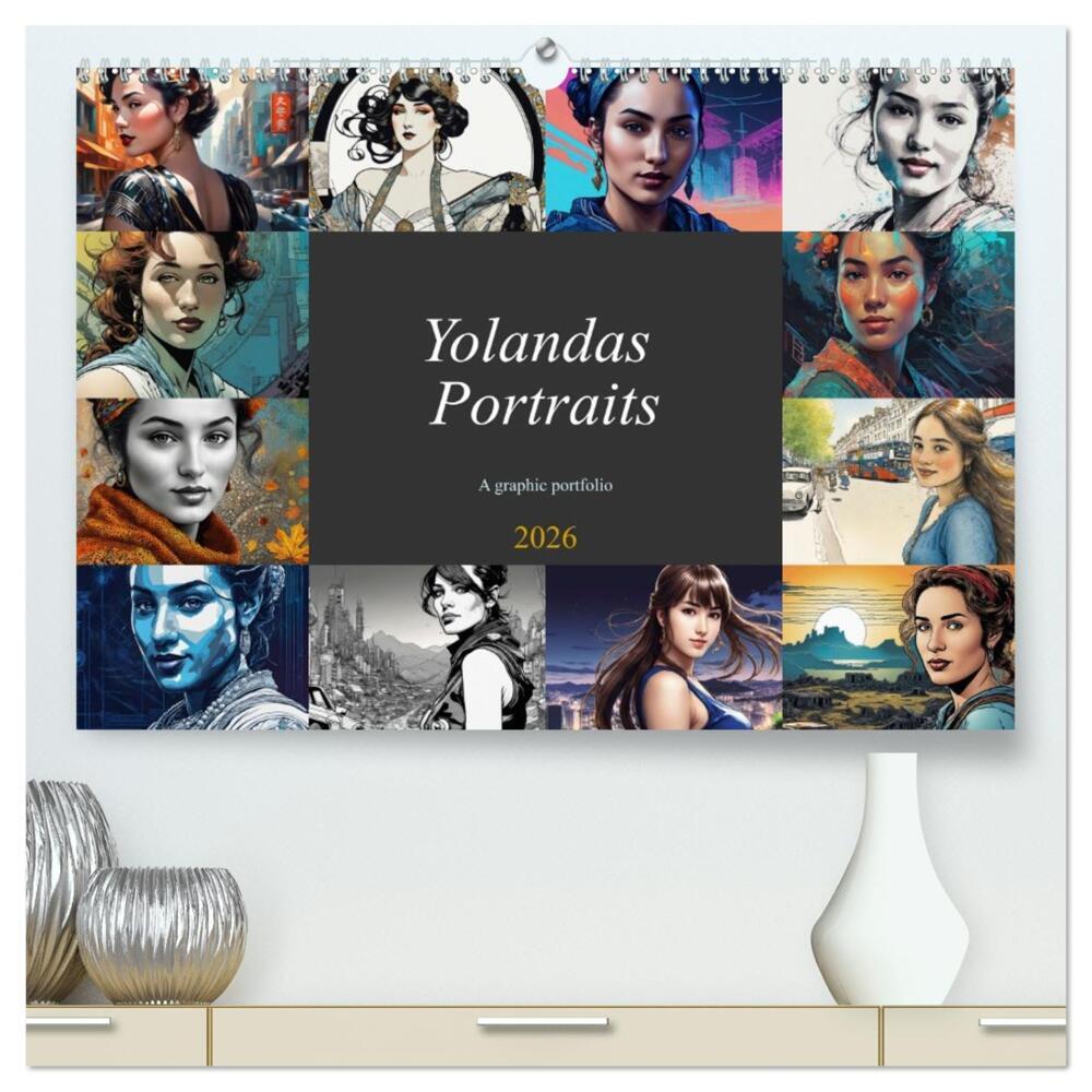 Yolanda's portraits a graphic portfolio (High Quality Premium Wall Calendar 2026 DIN A2 landscape)CALVENDO 12 Month Wall Calendar