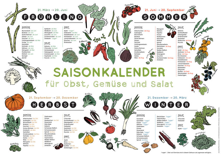 Saisonkalender für Obst Gemüse und Salat