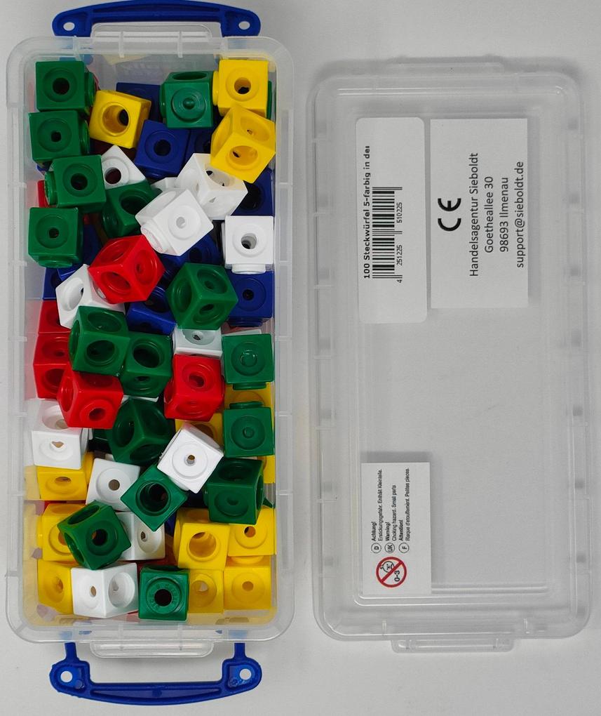 100 Steckwürfel 5- farbig 17cm in der Box