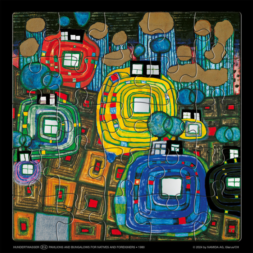 Hundertwasser Puzzle mit Grußkarte
