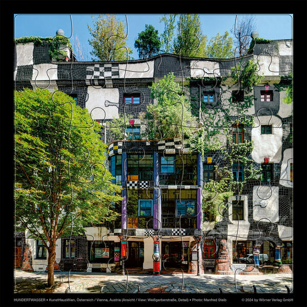 Hundertwasser Puzzle mit Grußkarte
