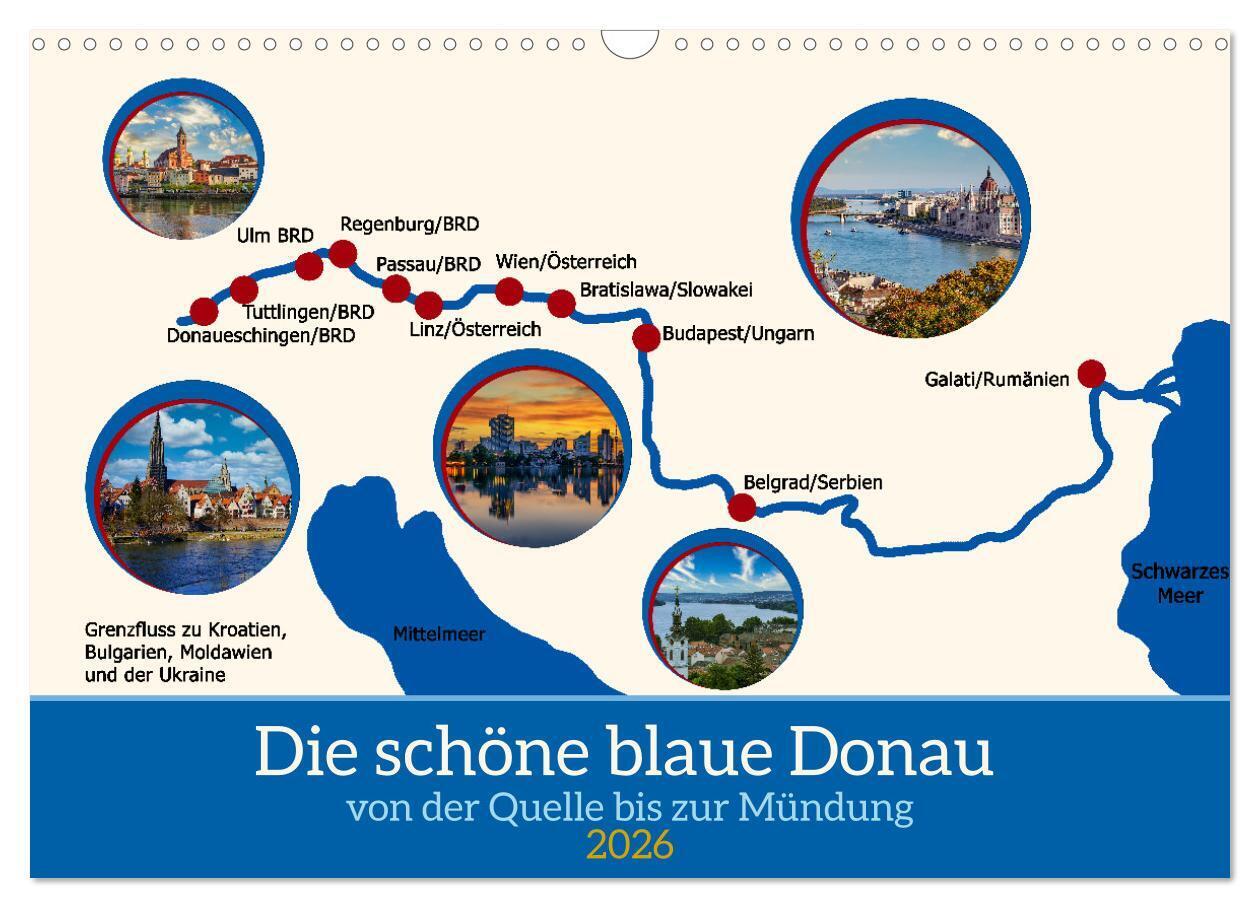 Die schöne blaue Donau (Wandkalender 2026 DIN A3 quer) CALVENDO Monatskalender