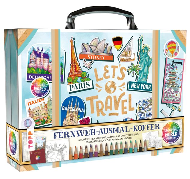 Colorful World Weltreise - Fernweh-Ausmal-Koffer