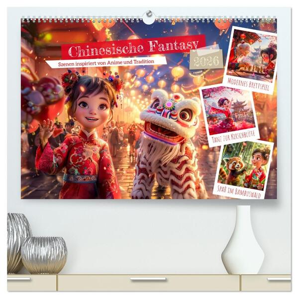 Chinesische Fantasy - Szenen inspiriert von Anime und Tradition (hochwertiger Premium Wandkalender 2026 DIN A2 quer) Kunstdruck in Hochglanz