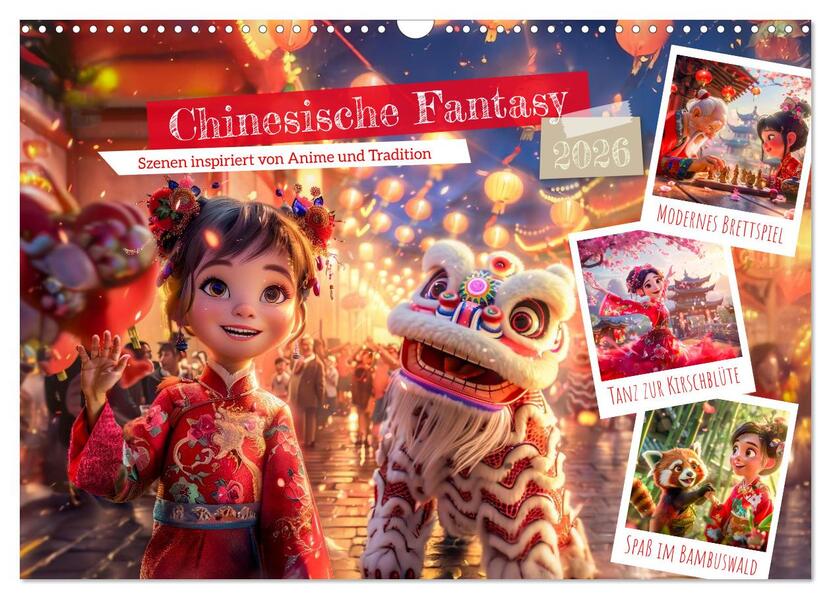 Chinesische Fantasy - Szenen inspiriert von Anime und Tradition (Wandkalender 2026 DIN A3 quer) CALVENDO Monatskalender