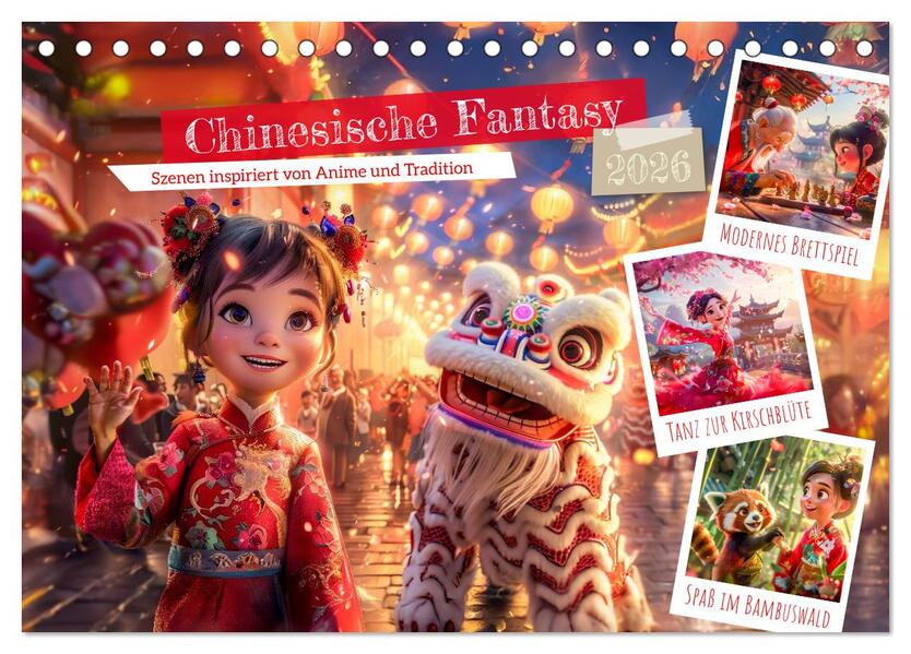 Chinesische Fantasy - Szenen inspiriert von Anime und Tradition (Tischkalender 2026 DIN A5 quer) CALVENDO Monatskalender