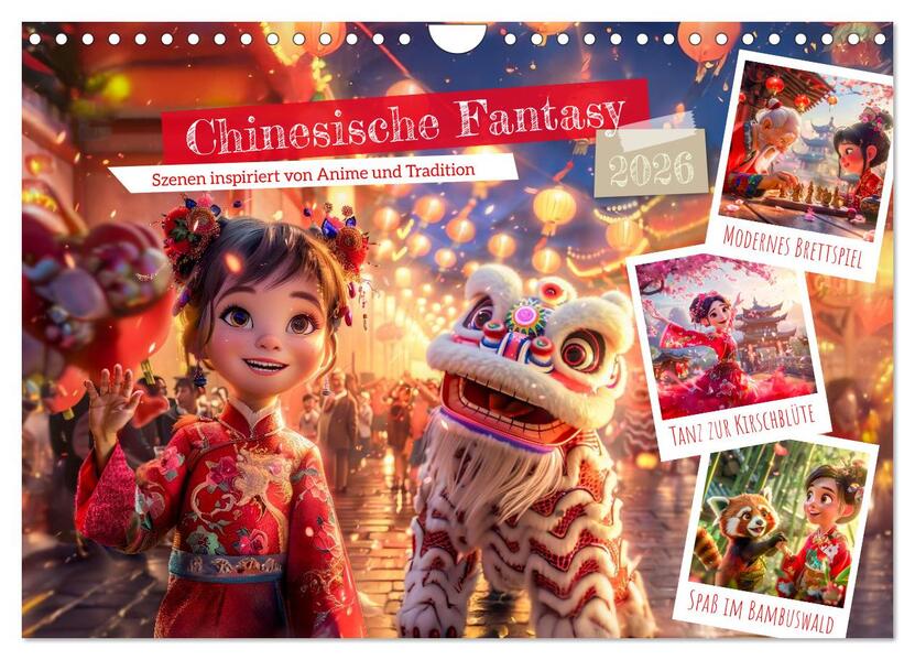 Chinesische Fantasy - Szenen inspiriert von Anime und Tradition (Wandkalender 2026 DIN A4 quer) CALVENDO Monatskalender