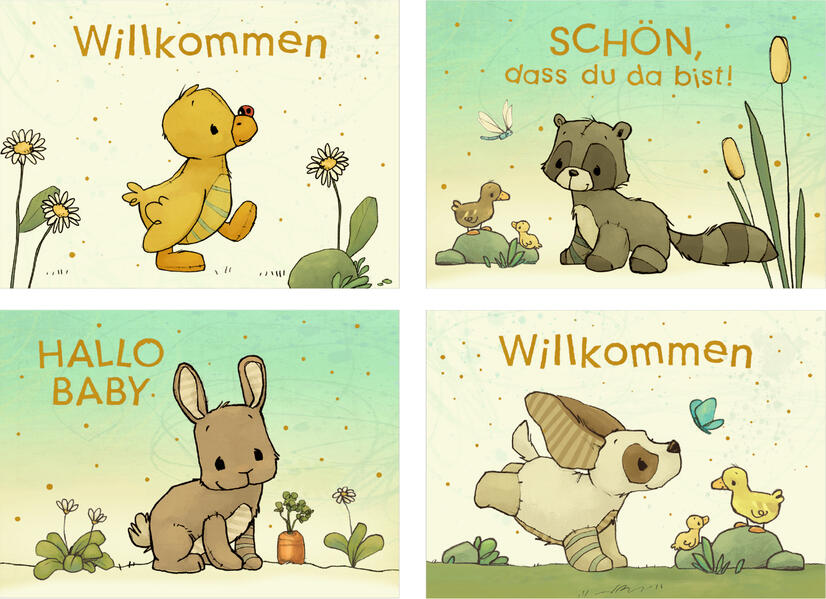 Mini-Grußkarten - Willkommen