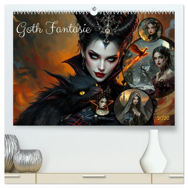 Goth Fantasie (hochwertiger Premium Wandkalender 2026 DIN A2 quer) Kunstdruck in Hochglanz