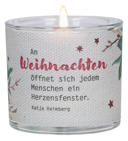 Butzon & Bercker Glaswindlicht Weihnachten Ø 65 cm - mundgeblasen mit farbig bedrucktem Pergamentumleger Lieferung in grüner Geschenkverpackung mit weißem Teelicht